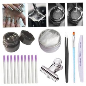 16 Pcs Fiberglass Nail Extension Gel Kit with Files, Stickers, Tweezers, and Glue