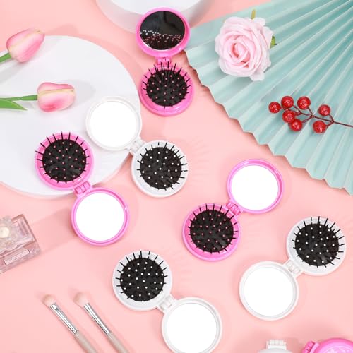 16 Pcs Folding Travel Hair Brush with Mirror,Small Pocket Hair Brush Portable Mini Hair Comb Wet and Dry Hair for Women Girls Kids - Image 4
