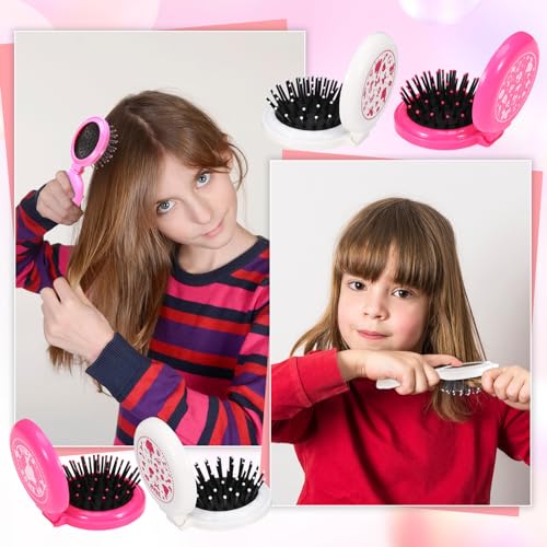 16 Pcs Folding Travel Hair Brush with Mirror,Small Pocket Hair Brush Portable Mini Hair Comb Wet and Dry Hair for Women Girls Kids - Image 5