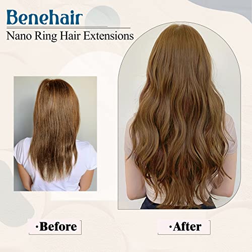 16inch Nano Beads Ring Hair Extensions Human Hair Dark Auburn Pre Bonded I Tip Keratin Cold Fusion Stick Tipped Hairpiece Iron Loop Link Straight Micro Bead Remy Hair for Women #33 50g 50strands - Image 6