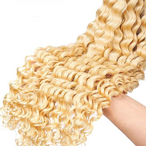 28 Inch 613 Bundles Blonde Kinky Curly Human Hair Bundles Brazilian Unprocessed Virgin Hair 1 Bundle Double Weft 613 Curly Bundles Remy Human Hair Extensions Blonde Bundles - Image 6