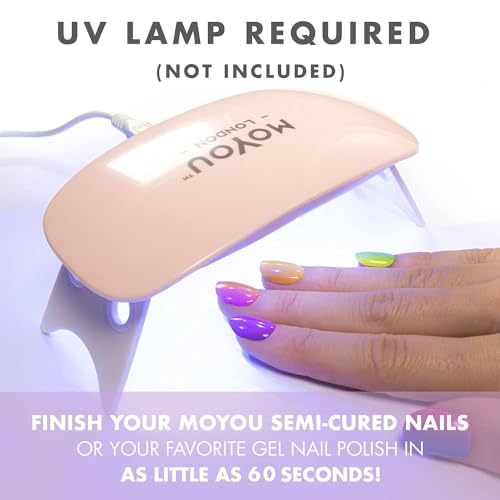 MOYOU LONDON Semi Cured Gel Nail Strips, 20 Pc. Gel Wraps for Nails, Get 1 Free UV Lamp When You Get 2 or More, Easy Apply & Remove for Salon-Quality Manicure - Pink Sunset - Image 7