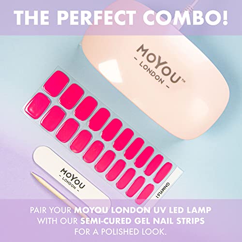 MOYOU LONDON Semi Cured Gel Nail Strips, 20 Pc. Gel Wraps for Nails, Get 1 Free UV Lamp When You Get 2 or More, Easy Apply & Remove for Salon-Quality Manicure - Pink Sunset - Image 8