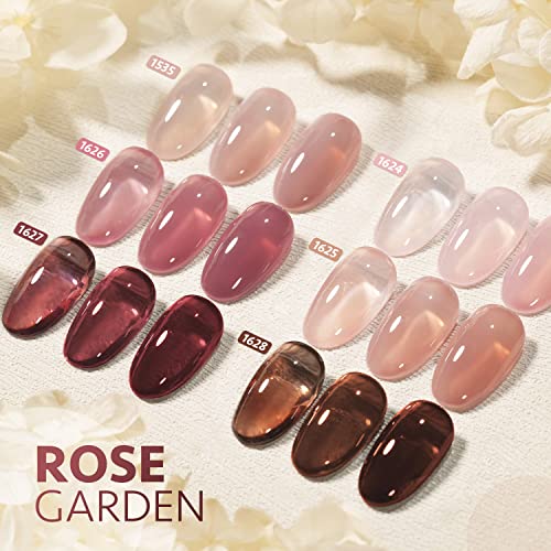 GAOY Rose Garden Sheer Jelly Gel Nail Polish Kit 6 Colors + Top Coat - Image 5