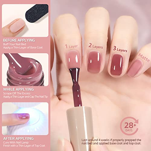 GAOY Rose Garden Sheer Jelly Gel Nail Polish Kit 6 Colors + Top Coat - Image 6