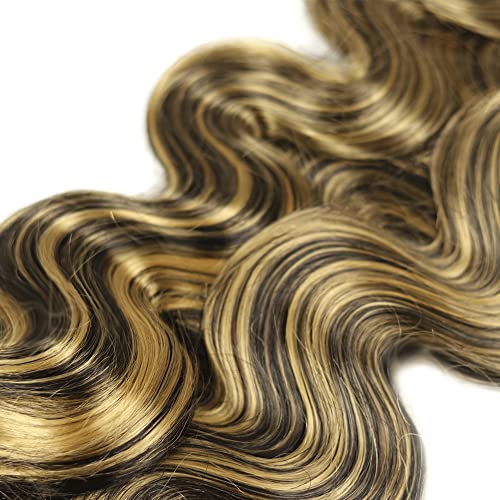 24 26 28 Inch Highlight Human Hair Bundles Blonde Body Wave Bundles Brazilian Two Tone Black Mixed With Honey Blonde Bundles Human Hair Unprocessed Virgin Hair 3 Bundles - Image 5