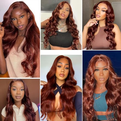 18 18 18 Inch Color #33 Body Wave Bundles Reddish Brown Bundle 8A Brazilian Virgin Reddish Brown Bundles Human Hair Double Weft Copper Red Bundle Human Hair Extensions - Image 2
