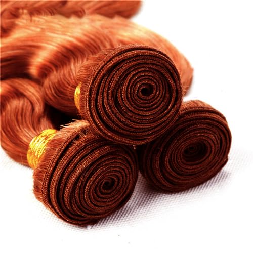 18 18 18 Inch Color #33 Body Wave Bundles Reddish Brown Bundle 8A Brazilian Virgin Reddish Brown Bundles Human Hair Double Weft Copper Red Bundle Human Hair Extensions - Image 7