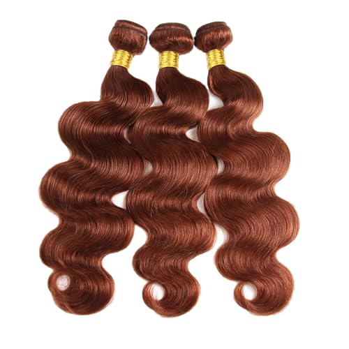 18 18 18 Inch Color #33 Body Wave Bundles Reddish Brown Bundle 8A Brazilian Virgin Reddish Brown Bundles Human Hair Double Weft Copper Red Bundle Human Hair Extensions - Image 4
