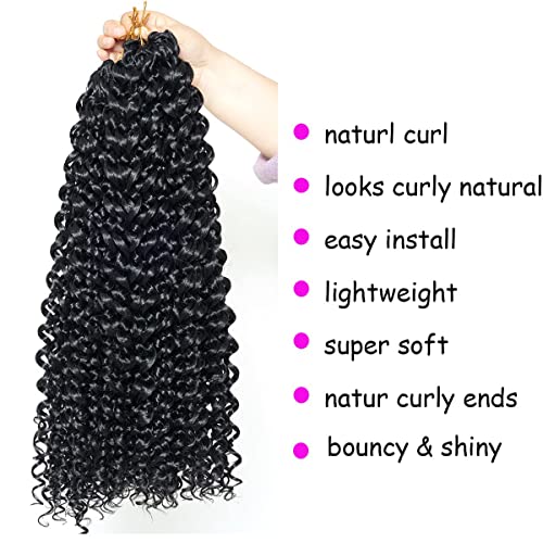 18 inch Curly Crochet Hair for Black Women Bohemian Curly Braiding Hair Extensions Water Wave Wavy Crochet Braids 2packs Gogo curl Crochet Twist Soft Like Human Hair (18inch(pack of 2), 1B) - Image 3