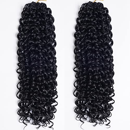 18 inch Curly Crochet Hair for Black Women Bohemian Curly Braiding Hair Extensions Water Wave Wavy Crochet Braids 2packs Gogo curl Crochet Twist Soft Like Human Hair (18inch(pack of 2), 1B) - Image 2