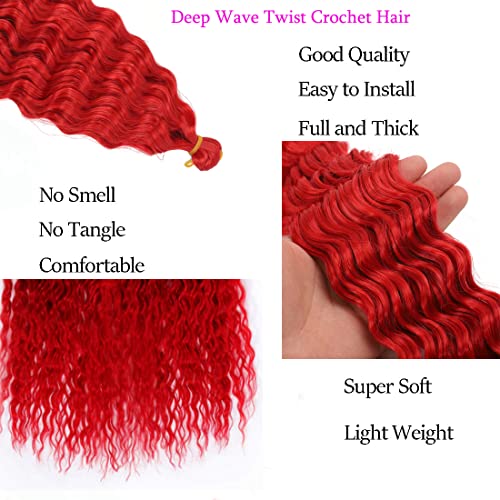 18 inch Ocean Wave Crochet Hair Deep Wave Twist Crochet Hair Extensions Curly Braiding Hair 3 packs Long Wavy Water Wave Braids For Women Synthetic Crochet Braid Hair (18 inch, Light Black) - Image 3
