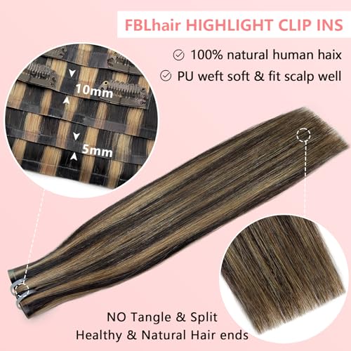18 Inch Honey Blonde Highlights Seamless Clip-in Human Hair Extensions 110g 7 Piece Set - Image 2