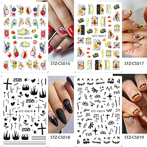 18 Sheets Colorful 3D Acrylic Nail Art Stickers Decoration Set - Image 8