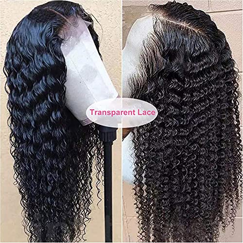 180 Density Deep Wave Lace Front Wigs Human Hair HD Transparent Wet and Wavy Glueless Wigs Pre Plucked with Baby Hair 13x4 Curly Lace Frontal Wigs for Black Women 20 Inch - Image 3