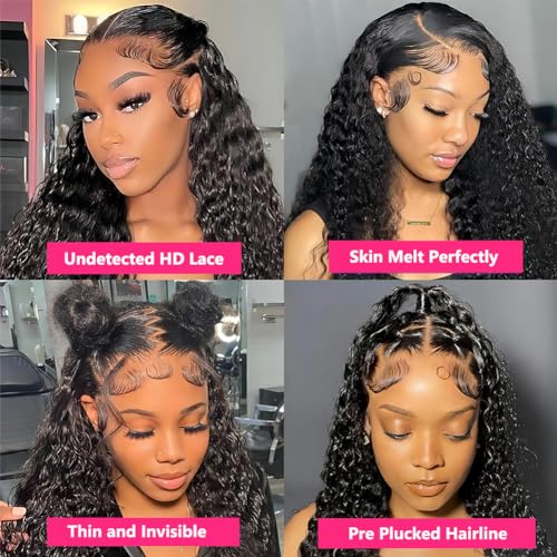 180 Density HD 13X6 Transparent Deep Wave Curly Human Hair Lace Frontal Wig 26 Inch 13X6 Lace Front Human Hair Wigs for Women Pre Plucked - Image 6