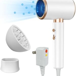 1875W Professional Negative Ion Hair Dryer White 3 Attachments Anti Leakage Plug
