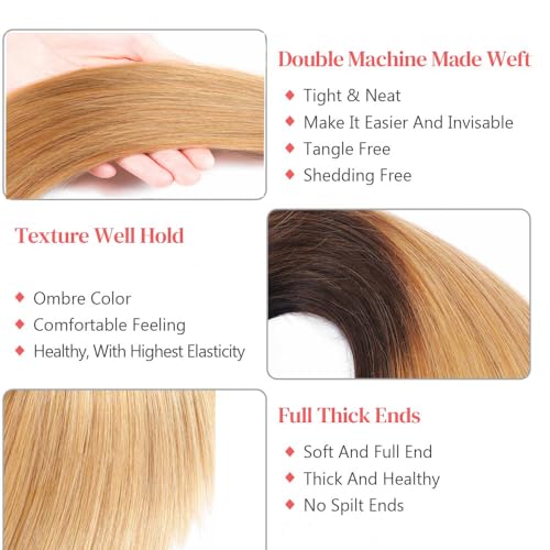 Ombre Honey Blonde Straight Human Hair Bundles 12-16 Inch, Natural Look and Style - Image 3