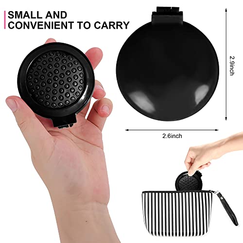 1st Choice Folding Hair Brush with Mirror,Round Mini Compact Massage Comb for Purse/Pocket,Travel Size for Girls and Women (Black) - Image 2