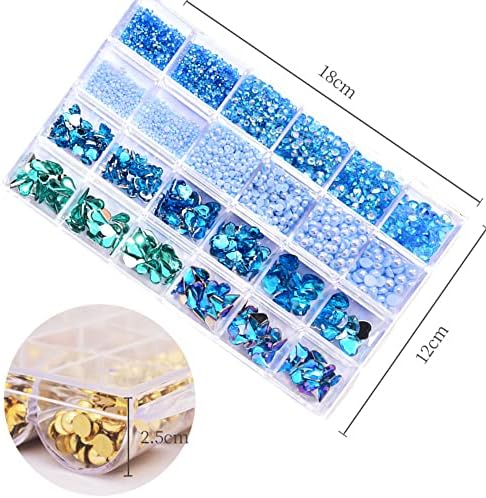 DIY Nail Art Rhinestone Kit 2-10mm Hearts Pearls Diamonds Acrylic Flat Bottom with Tools - Image 3