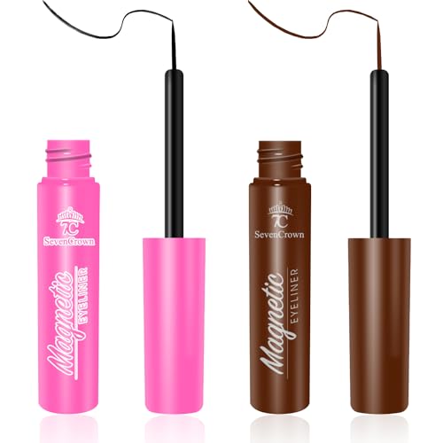 2 Black MIX 2 Brown Eyeliner Waterproof Magnetic Liquid Eyeliner,Upgraded All-Day Hold, Works Perfectly for Magnetic Eyelashes,Eye Liner -5ml*4 Count
