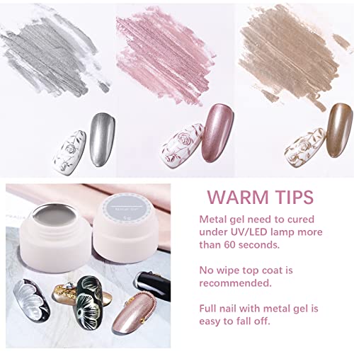 Golden Silver 2 Color Metallic Painting Gel Nail Polish 15ml Capacity for DIY Nail Art - Image 4