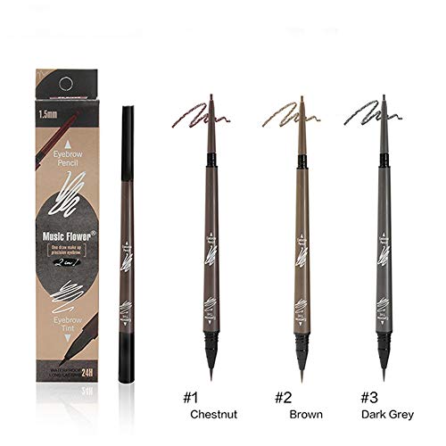 2 in 1 Microblading Eyebrow Pencil Tint 1.5mm Pen Waterproof 24h Long-lasting (3# Dark grey) - Image 8