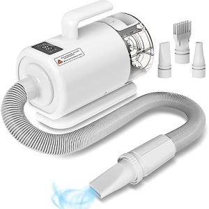 2-in-1 Pet Grooming Vacuum and Dryer with 1.5L Dust Cup and 3 Nozzles
