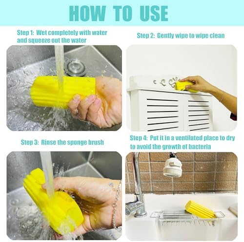 2-Pack Reusable Damp Cleaning Sponge for Kitchen Stoves, Sinks, Blinds, and Surfaces - Image 6