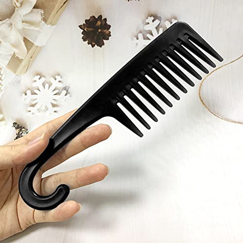 2 PCS Ancgreen Wide Tooth Comb Detangling Comb Shower Comb with Hook Hair Comb Brush for Women Curly/Wet/Dry/Long/Thick Hair (Black) - Image 3