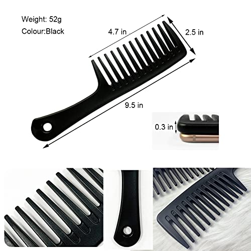 2 PCS Ancgreen Wide Tooth Comb Detangling Comb Shower Comb with Hook Hair Comb Brush for Women Curly/Wet/Dry/Long/Thick Hair (Black) - Image 4