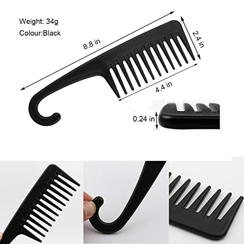 2 PCS Ancgreen Wide Tooth Comb Detangling Comb Shower Comb with Hook Hair Comb Brush for Women Curly/Wet/Dry/Long/Thick Hair (Black) - Image 5