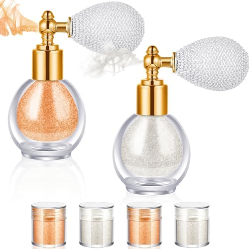 2 Piece Cosmetic Body Glitter Spray Set Silver Nude Pink Shimmer with Refills for Hair Face Nails