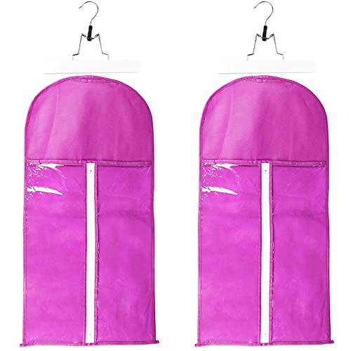 2 PCS Hair Extensions Storage Bag, Storage Bag for Extension with Wooden Hanger,Dust Proof Portable Wig Storage Bag Hair Extension Carrier Holder With Strong Durable Zipper,Purple