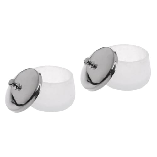 2 Round Matte Crystal Glass Nail Removal Cups White Frosted Body 20ml Capacity