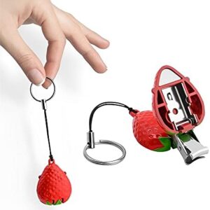 Stainless Steel Foldable Nail Clippers 2 Pack Medical Grade Creative Strawberry Shape with Metal Case and Nail File