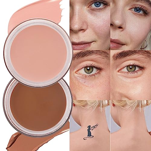 2 Pcs Waterproof Cream Concealer Set 20g Each for Under Eye Brightening and Tattoo Cover