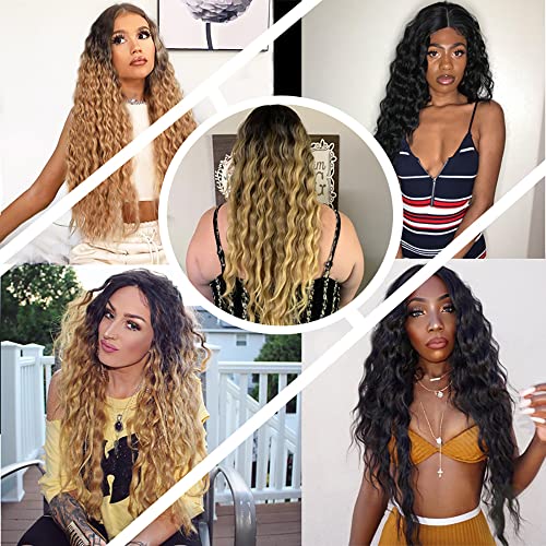 20 22 24 Inch Honey Blonde Ombre Deep Wave Human Hair Bundles 1b/27 Double Weft - Image 2
