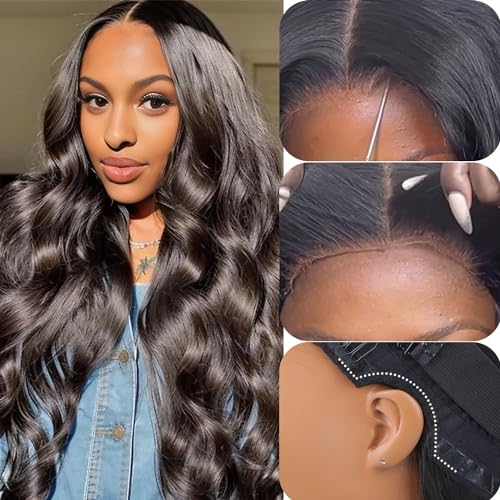 20 Inch Body Wave HD Lace Glueless Wigs Human Hair, 5x5 Invisible HD Lace Closure Wig C-Shape Ear Design 150% Density Pre Plucked Hairline Bleached Knots Brazilian Human Hair Wig