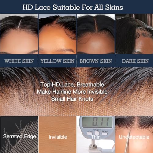 20 Inch Body Wave Lace Front Wigs Human Hair, 13x4 Real HD Lace Full Frontal Wigs Human Hair 180% Density Glueless Brazilian Virgin Human Hair HD Lace Front Wigs with Pre Plucked and Bleached Knots - Image 5
