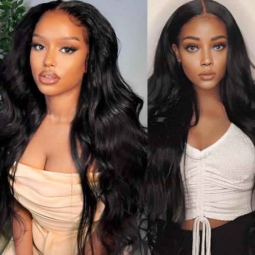 20 Inch Body Wave Lace Front Wigs Human Hair, 13x4 Real HD Lace Full Frontal Wigs Human Hair 180% Density Glueless Brazilian Virgin Human Hair HD Lace Front Wigs with Pre Plucked and Bleached Knots