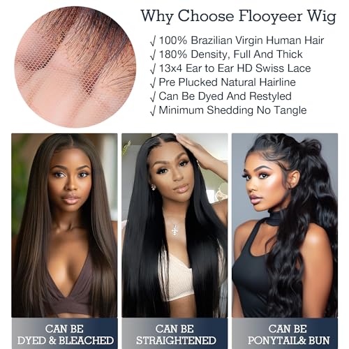 20 Inch Body Wave Lace Front Wigs Human Hair, 13x4 Real HD Lace Full Frontal Wigs Human Hair 180% Density Glueless Brazilian Virgin Human Hair HD Lace Front Wigs with Pre Plucked and Bleached Knots - Image 3