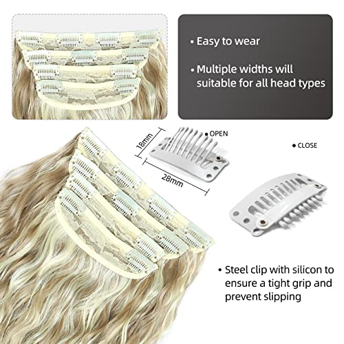 20 Inch Curly Clip-In Hair Extensions Dark Ash Blonde Beige Blonde Mix New - Image 4