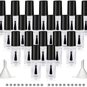 20 Pack 5ML Empty Glass Nail Polish Bottles with Round Brush and Funnels