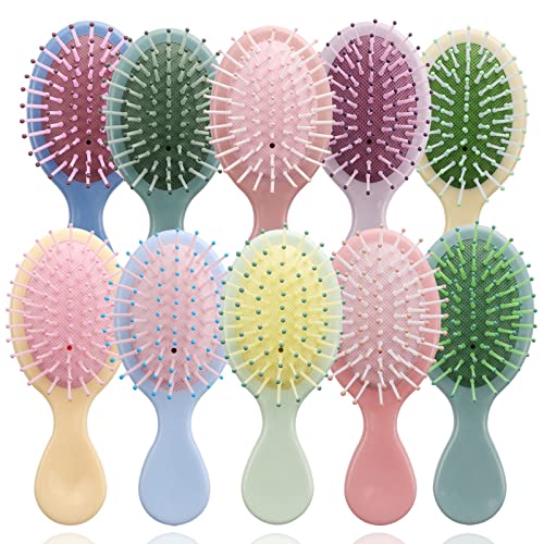 20 Piece Mini Detangling Hair Brush Set with Soft Bristles for Kids and Adults 10 Bright Colors
