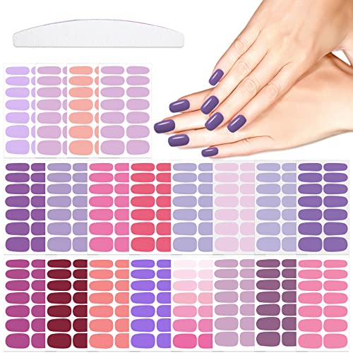 20 Sheets 280 Pcs Pink Purple Nail Polish Stickers for Women Nail Stickers Full Nail Wraps for Short Nails Gel Nail Stickers Stick On Nail Polish Strips Gel Polish Stickers Strips Wraps