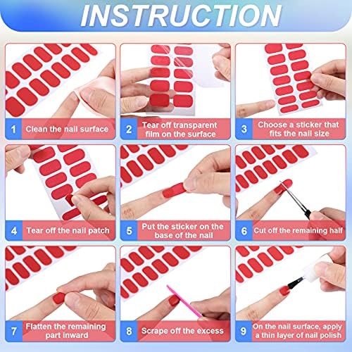 20 Sheets 320 Pieces Full Wraps Nail Polish Stickers Self-Adhesive Nail Strips Solid Color Nail Decals Accessories for Women Girls DIY Nail Art Designs with Nail File (Solid Color Style) - Image 3