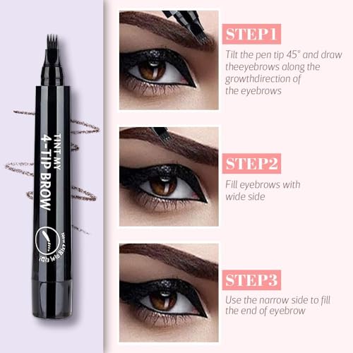 2024 Upgrade 3D Waterproof Microblading Eyebrow Pencil S-Dark Brown 4 Tipped Fine Stroke - Image 2