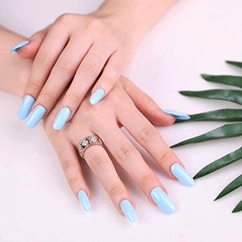 20Pcs Light Blue Solid Semi-Cured Gel Nail Wraps for DIY Manicures - Image 4
