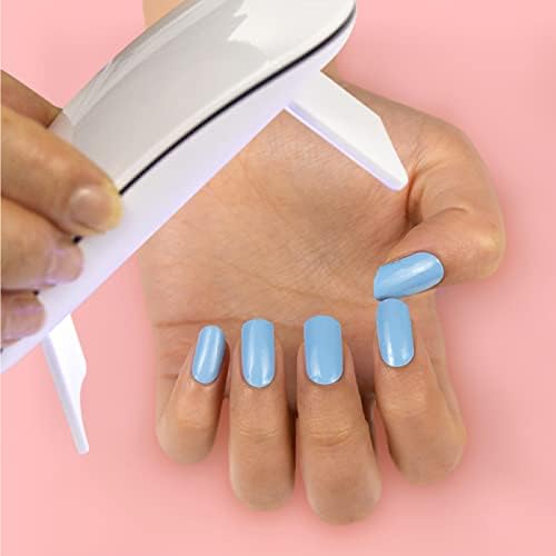 20Pcs Light Blue Solid Semi-Cured Gel Nail Wraps for DIY Manicures - Image 3